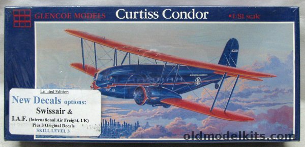 Glencoe 1/82 Curtiss Condor - Argentine Navy / Byrd / American Airways / Swissair / IAF International Freight UK, 06101 plastic model kit